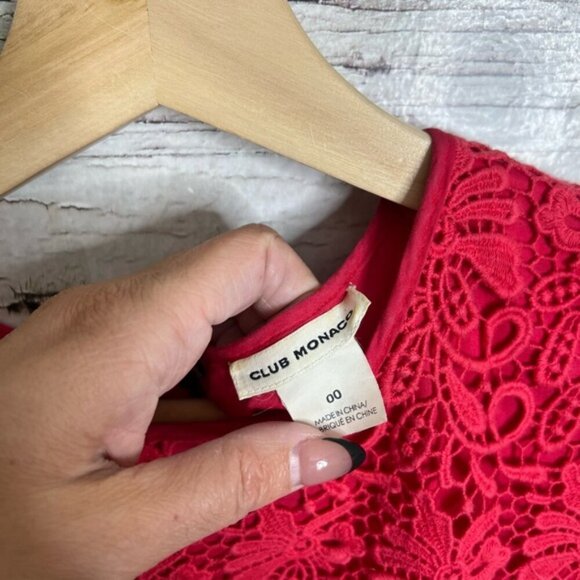 Club Monaco Red Sheath Midi Dress lace size 00 - Picture 4 of 7